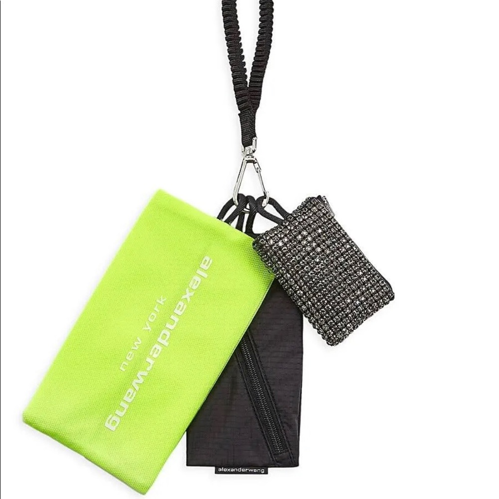 Alexander Wang Elite Lanyard Multi Pouch - Neon Celandine/Silver.
